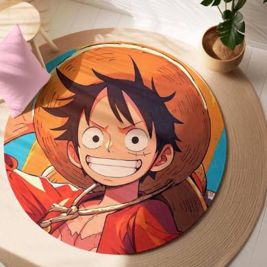 Monkey D. Luffy Circular Floor Mat (3 mm Thick) | Anime Round Floor Rug for Bedroom, Gaming Room & Otaku Decor | TORIO