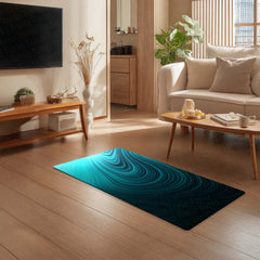 Teal Abstract Swirl Floor Mat (3 mm Thick) | Modern Minimal Bedside Runner for Contemporary Home Deco