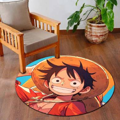 Monkey D. Luffy Circular Floor Mat (3 mm Thick) | Anime Round Floor Rug for Bedroom, Gaming Room & Otaku Decor | TORIO
