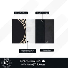 Luxury Greek Key Round Area Rug | Black & Beige Circular Floor Mat | Modern Geometric Border Round Rug for Living Room, Bedroom, Dining Area & Elegant Home Decor