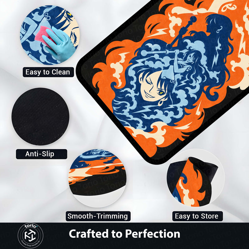 One Piece Nami Zeus Thunderbolt Area Rug | Cat Burglar Nami Anime Design | Premium Anti-Slip Flat Area Rug