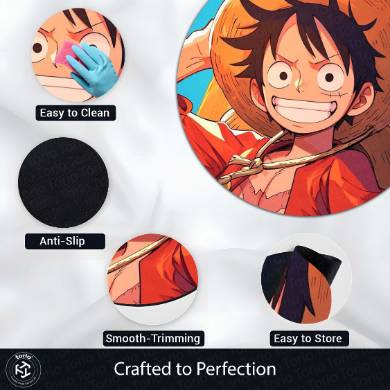 Monkey D. Luffy Circular Floor Mat (3 mm Thick) | Anime Round Floor Rug for Bedroom, Gaming Room & Otaku Decor | TORIO