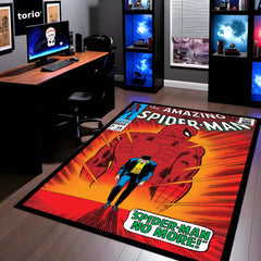The Amazing Spider-Man Floor Mat | Classic Marvel Comic Cover Rug | Anti-Slip 3mm Absorbent Superhero Floor Mat for Gaming Room, Bedroom & Fan Cave