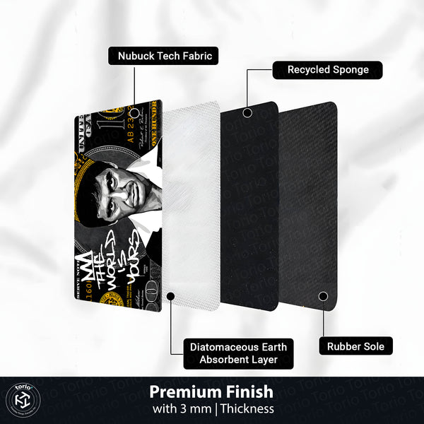 Notorious Crown Dollar Bedside Runner (3 mm Thick) | Luxury Hip-Hop Money Aesthetic Bedroom Floor Mat for Modern Room Decor