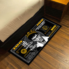 Notorious Crown Dollar Bedside Runner (3 mm Thick) | Luxury Hip-Hop Money Aesthetic Bedroom Floor Mat for Modern Room Decor