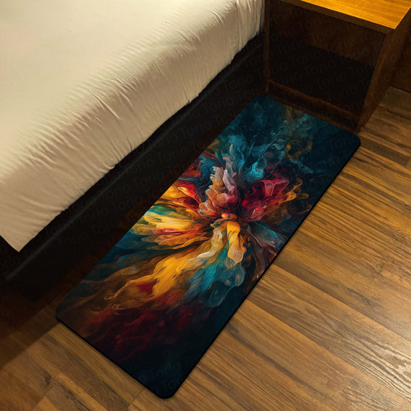 Abstract Color Burst Floor Mat (3 mm Thick) | Modern Artistic Bedside Runner for Contemporary Home Decor