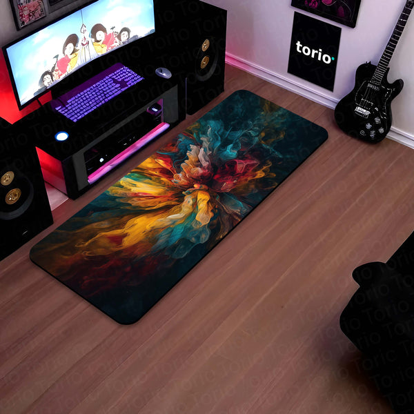 Abstract Color Burst Floor Mat (3 mm Thick) | Modern Artistic Bedside Runner for Contemporary Home Decor
