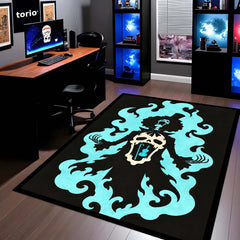 One Piece Brook Soul King Area Rug | Soul Solid Blue Flame Skeleton Anime Design | Premium Anti-Slip Flat Area Rug
