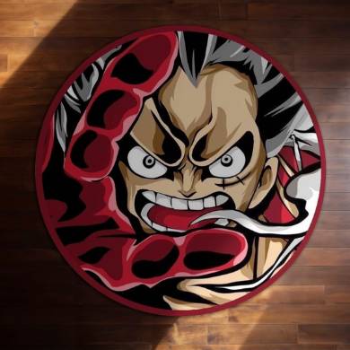 Monkey D. Luffy Boundman Gear 4 Circular Floor Mat (3 mm Thick) | One Piece Anime Round Rug for Gaming Room, Bedroom & Otaku Decor | TORIO