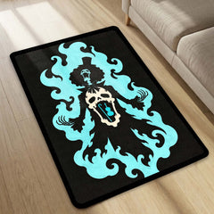 One Piece Brook Soul King Area Rug | Soul Solid Blue Flame Skeleton Anime Design | Premium Anti-Slip Flat Area Rug