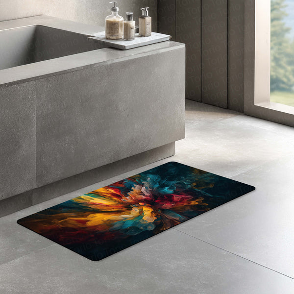 Abstract Color Burst Floor Mat (3 mm Thick) | Modern Artistic Bedside Runner for Contemporary Home Decor
