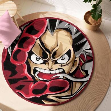 Monkey D. Luffy Boundman Gear 4 Circular Floor Mat (3 mm Thick) | One Piece Anime Round Rug for Gaming Room, Bedroom & Otaku Decor | TORIO