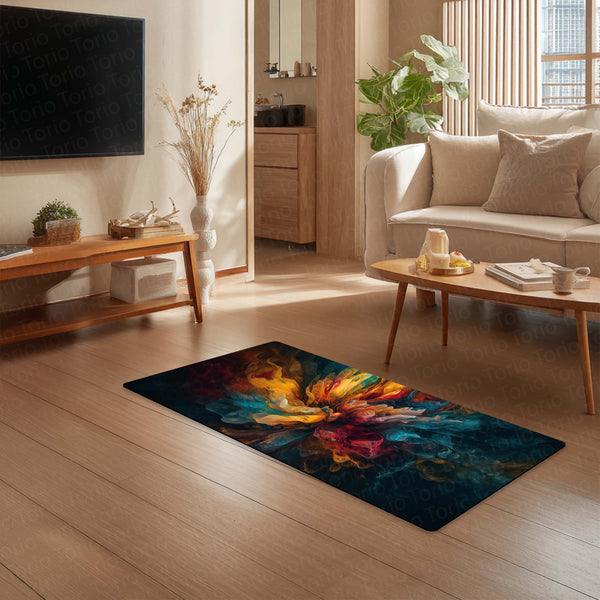 Abstract Color Burst Floor Mat (3 mm Thick) | Modern Artistic Bedside Runner for Contemporary Home Decor