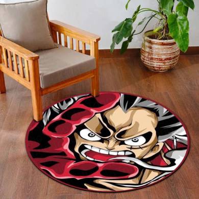 Monkey D. Luffy Boundman Gear 4 Circular Floor Mat (3 mm Thick) | One Piece Anime Round Rug for Gaming Room, Bedroom & Otaku Decor | TORIO