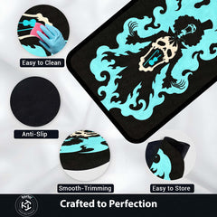 One Piece Brook Soul King Area Rug | Soul Solid Blue Flame Skeleton Anime Design | Premium Anti-Slip Flat Area Rug