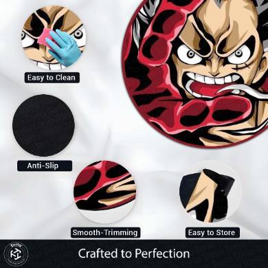 Monkey D. Luffy Boundman Gear 4 Circular Floor Mat (3 mm Thick) | One Piece Anime Round Rug for Gaming Room, Bedroom & Otaku Decor | TORIO