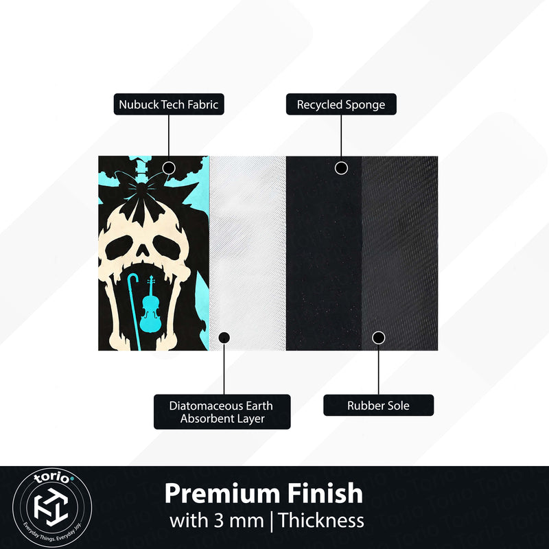 One Piece Brook Soul King Area Rug | Soul Solid Blue Flame Skeleton Anime Design | Premium Anti-Slip Flat Area Rug