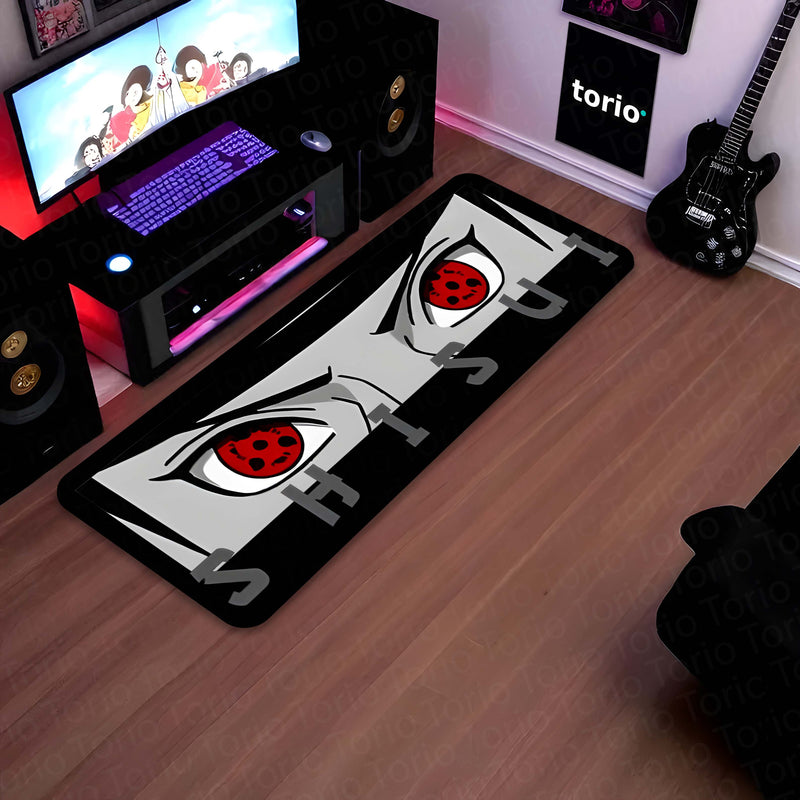 Shisui Uchiha Mangekyō Sharingan Eye Anime Floor Mat | Anti-Slip Printed Floor Rug for Bedroom, Gaming Room & Anime Decor | TORIO