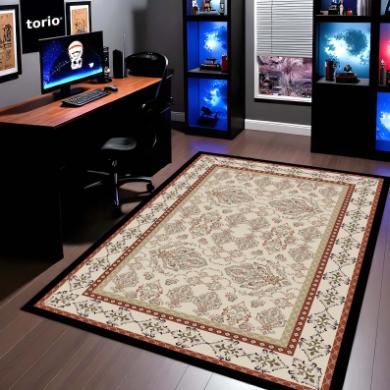 Classic Beige Heritage Floral Floor Mat (3 mm Thick) | Elegant Traditional Pattern Area Mat for Living Room, Bedroom & Timeless Home Decor