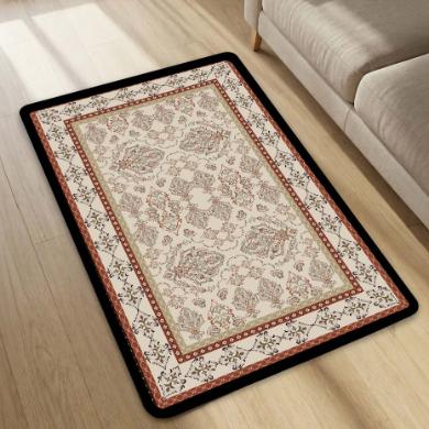 Classic Beige Heritage Floral Floor Mat (3 mm Thick) | Elegant Traditional Pattern Area Mat for Living Room, Bedroom & Timeless Home Decor