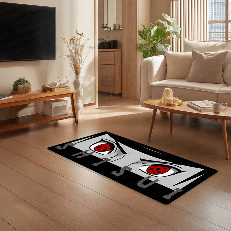 Shisui Uchiha Mangekyō Sharingan Eye Anime Floor Mat | Anti-Slip Printed Floor Rug for Bedroom, Gaming Room & Anime Decor | TORIO
