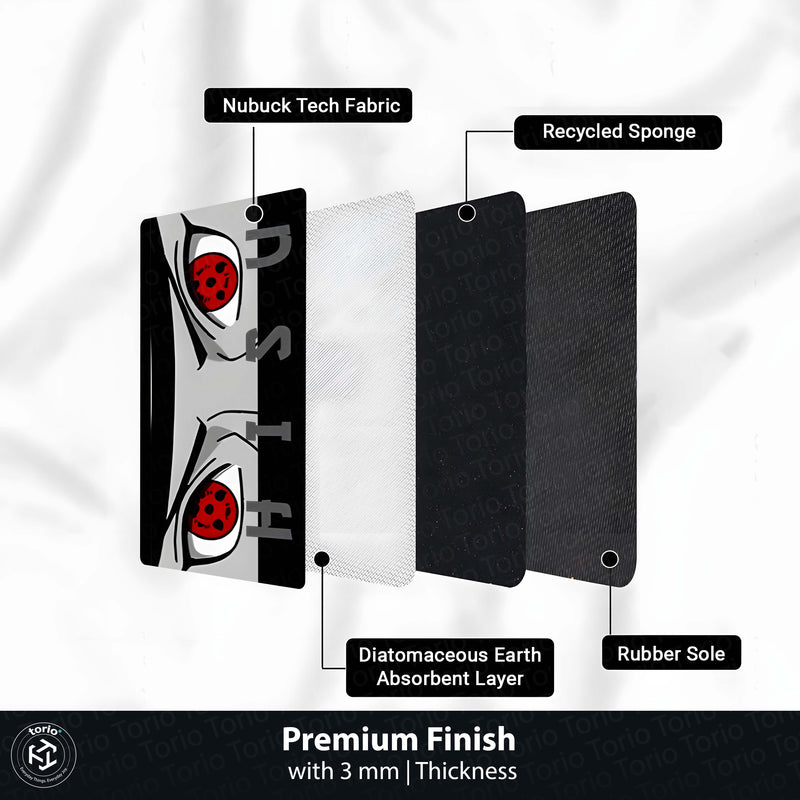 Shisui Uchiha Mangekyō Sharingan Eye Anime Floor Mat | Anti-Slip Printed Floor Rug for Bedroom, Gaming Room & Anime Decor | TORIO