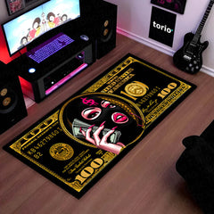 Pink Money Queen Dollar Bedside Runner (3 mm Thick) | Luxury Cash Aesthetic Bedroom Floor Mat for Glam Room Decor