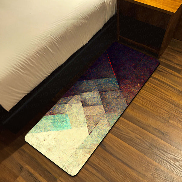 Abstract Geometric Gradient Floor Mat (3 mm Thick) | Modern Textured Bedroom Bedside Runner for Contemporary Home Decor