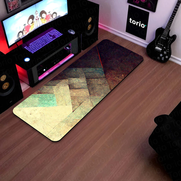 Abstract Geometric Gradient Floor Mat (3 mm Thick) | Modern Textured Bedroom Bedside Runner for Contemporary Home Decor