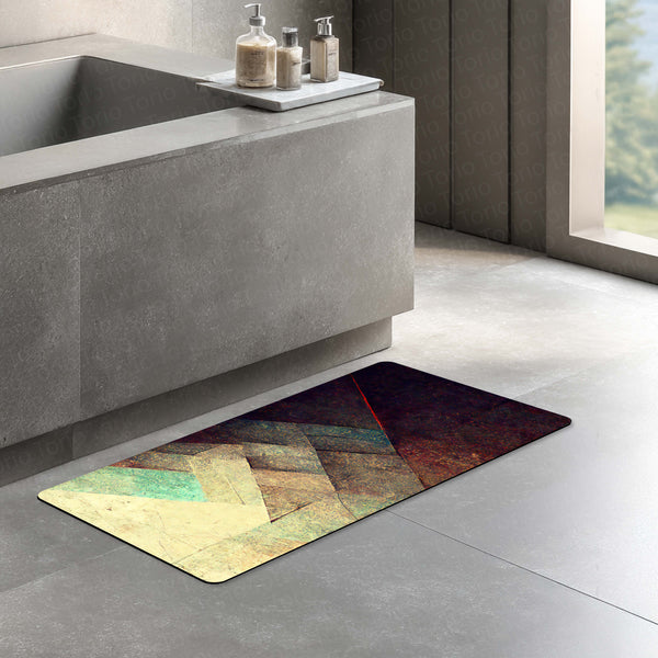 Abstract Geometric Gradient Floor Mat (3 mm Thick) | Modern Textured Bedroom Bedside Runner for Contemporary Home Decor