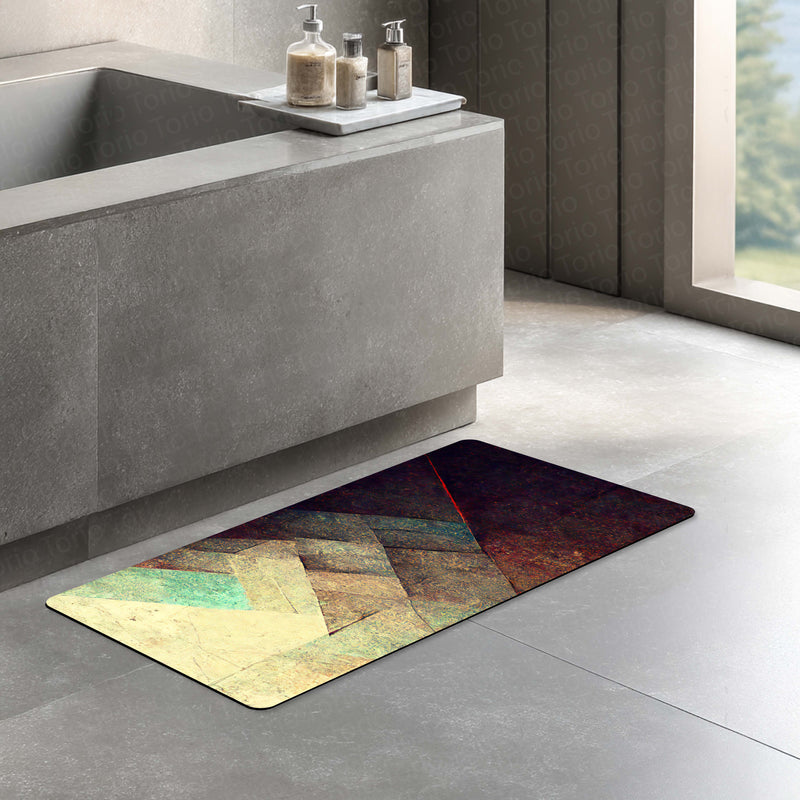 Abstract Geometric Gradient Floor Mat (3 mm Thick) | Modern Textured Bedroom Bedside Runner for Contemporary Home Decor