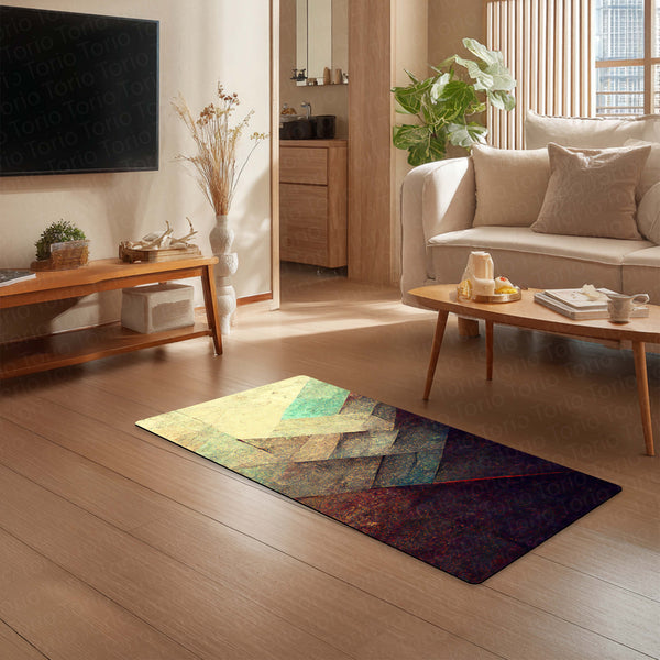 Abstract Geometric Gradient Floor Mat (3 mm Thick) | Modern Textured Bedroom Bedside Runner for Contemporary Home Decor
