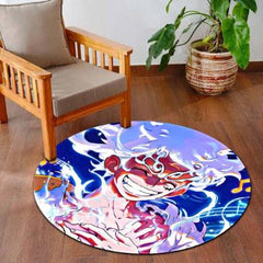 Monkey D. Luffy Nika Gear 5 Circular Floor Mat (3 mm Thick) | One Piece Sun God Nika Anime Round Rug for Gaming Room, Bedroom & Otaku Decor | TORIO