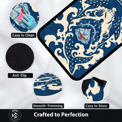One Piece Jinbe First Son of the Sea Area Rug | Fish-Man Karate Ocean Wave Anime Design | Premium Anti-Slip Flat Area Rug