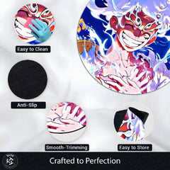 Monkey D. Luffy Nika Gear 5 Circular Floor Mat (3 mm Thick) | One Piece Sun God Nika Anime Round Rug for Gaming Room, Bedroom & Otaku Decor | TORIO