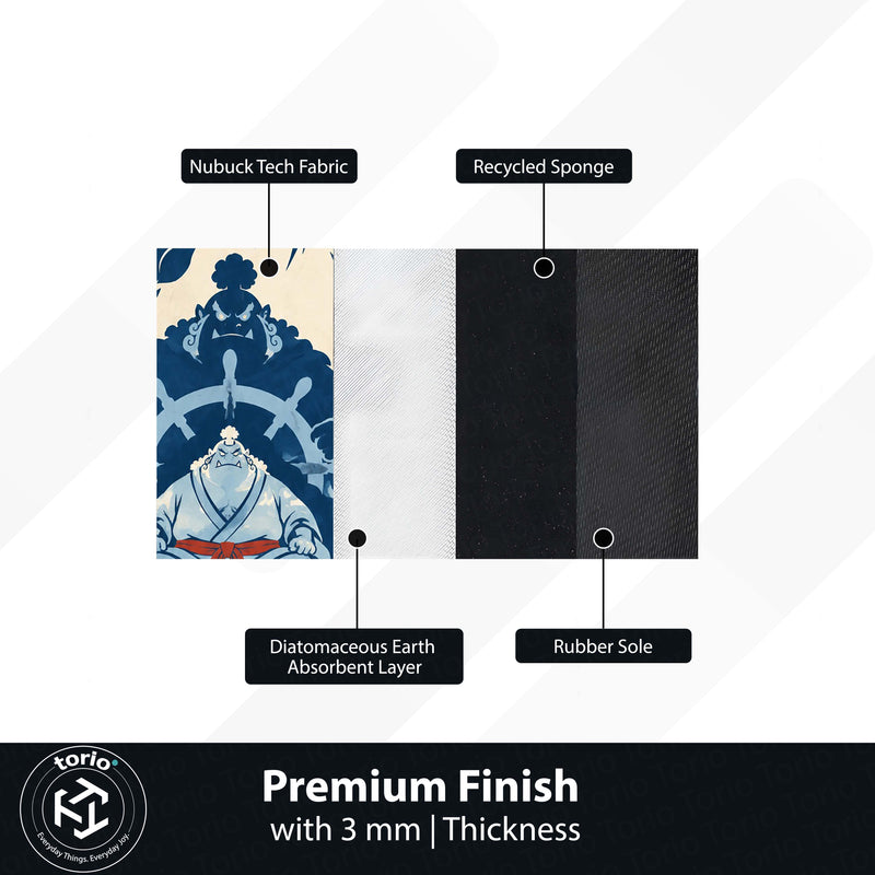 One Piece Jinbe First Son of the Sea Area Rug | Fish-Man Karate Ocean Wave Anime Design | Premium Anti-Slip Flat Area Rug