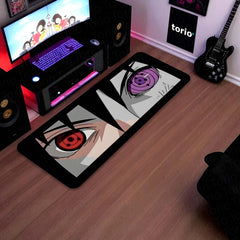 Naruto Shippuden Sharingan & Rinnegan Eyes Floor Mat | Uchiha Anime Eye Art Rug | Anti-Slip 3mm Absorbent Floor Mat for Bathroom, Bedroom, Gaming Room & Otaku Decor