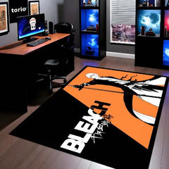 Bleach Ichigo Kurosaki Floor Mat | Anime Soul Reaper Sword Art Rug | Anti-Slip 3mm Absorbent Floor Mat for Gaming Room, Bedroom & Otaku Setup