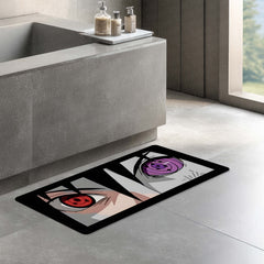 Naruto Shippuden Sharingan & Rinnegan Eyes Floor Mat | Uchiha Anime Eye Art Rug | Anti-Slip 3mm Absorbent Floor Mat for Bathroom, Bedroom, Gaming Room & Otaku Decor