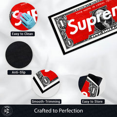 Supreme Dollar Bedside Runner (3 mm Thick) | Streetwear Money Aesthetic Bedroom Floor Mat for Modern Room Decor