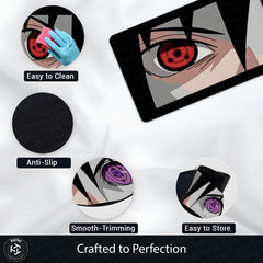 Naruto Shippuden Sharingan & Rinnegan Eyes Floor Mat | Uchiha Anime Eye Art Rug | Anti-Slip 3mm Absorbent Floor Mat for Bathroom, Bedroom, Gaming Room & Otaku Decor
