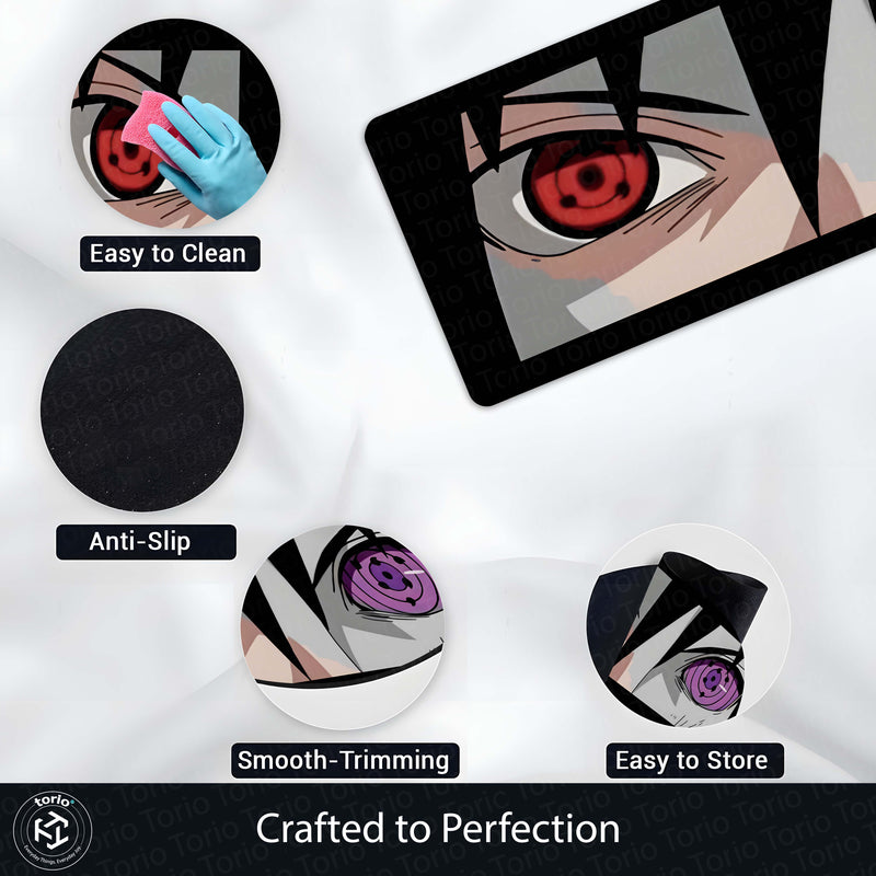 Naruto Shippuden Sharingan & Rinnegan Eyes Floor Mat | Uchiha Anime Eye Art Rug | Anti-Slip 3mm Absorbent Floor Mat for Bathroom, Bedroom, Gaming Room & Otaku Decor
