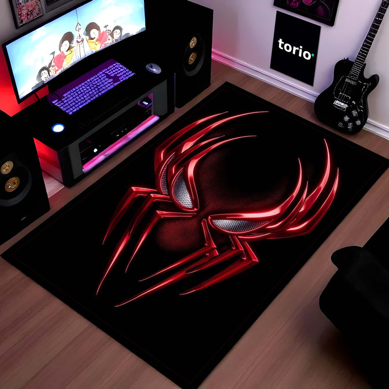 Scarlet Spider Symbol Area Flat Rug | Red Spider Superhero Emblem Area Flat Rug | Premium Marvel-Inspired Gaming Room & Living Room Floor Decor