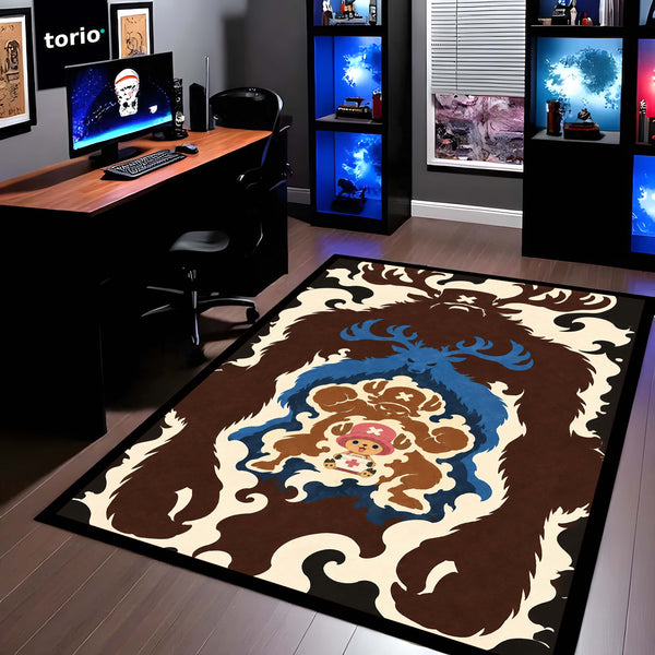 One Piece Tony Tony Chopper Area Rug | Monster Point & Reindeer Transformation Anime Design | Premium Anti-Slip Flat Area Rug