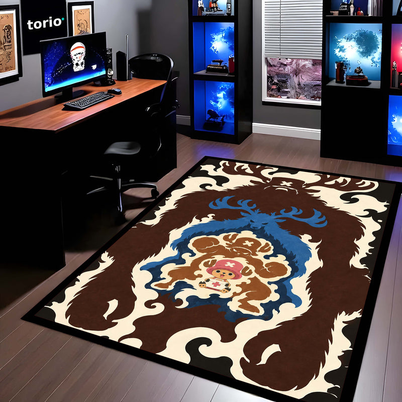 One Piece Tony Tony Chopper Area Rug | Monster Point & Reindeer Transformation Anime Design | Premium Anti-Slip Flat Area Rug