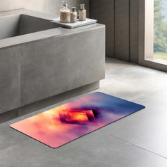 Modern Gradient Square Glow Floor Mat (3 mm Thick) | Abstract Bedroom Bedside Runner for Contemporary Home Decor