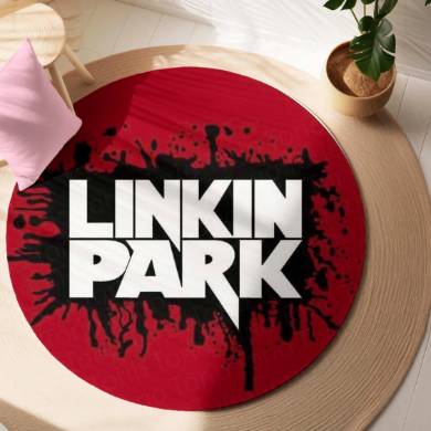 Linkin Park Circular Floor Mat (3 mm Thick) | Anti-Slip Printed Round Floor Rug for Bedroom, Studio, Gaming Room & Music Decor | TORIO