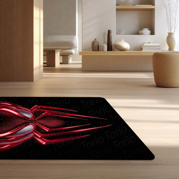 Scarlet Spider Symbol Area Flat Rug | Red Spider Superhero Emblem Area Flat Rug | Premium Marvel-Inspired Gaming Room & Living Room Floor Decor