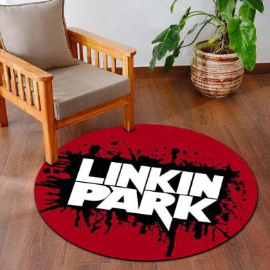 Linkin Park Circular Floor Mat (3 mm Thick) | Anti-Slip Printed Round Floor Rug for Bedroom, Studio, Gaming Room & Music Decor | TORIO