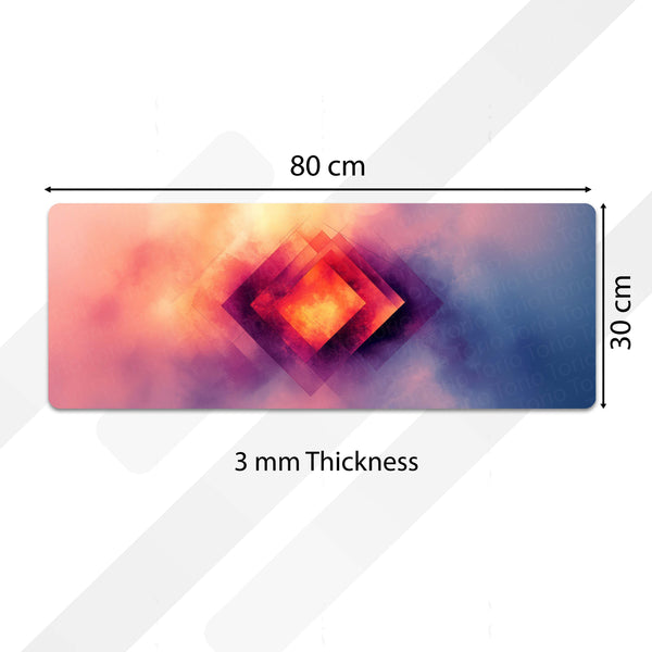 Modern Gradient Square Glow Floor Mat (3 mm Thick) | Abstract Bedroom Bedside Runner for Contemporary Home Decor